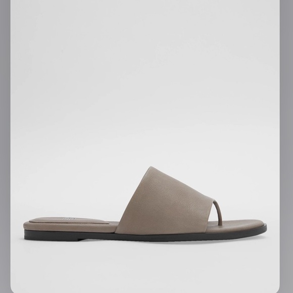 Eileen Fisher Edge Leather Slide Sandal Taupe Size 6 - Picture 2 of 6
